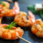 Appetizing queen prawn brochette